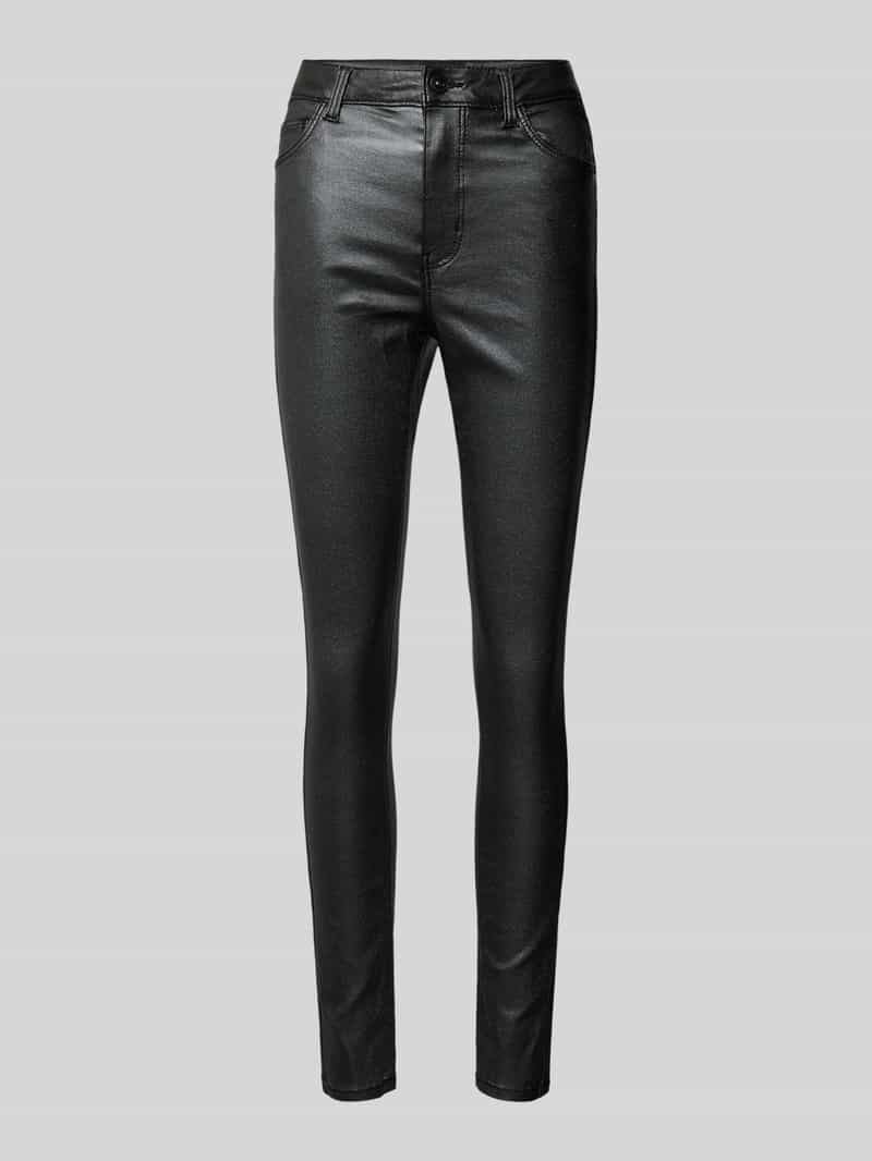 Pieces Slim fit high rise jeans met glittercoating, model 'DANA'