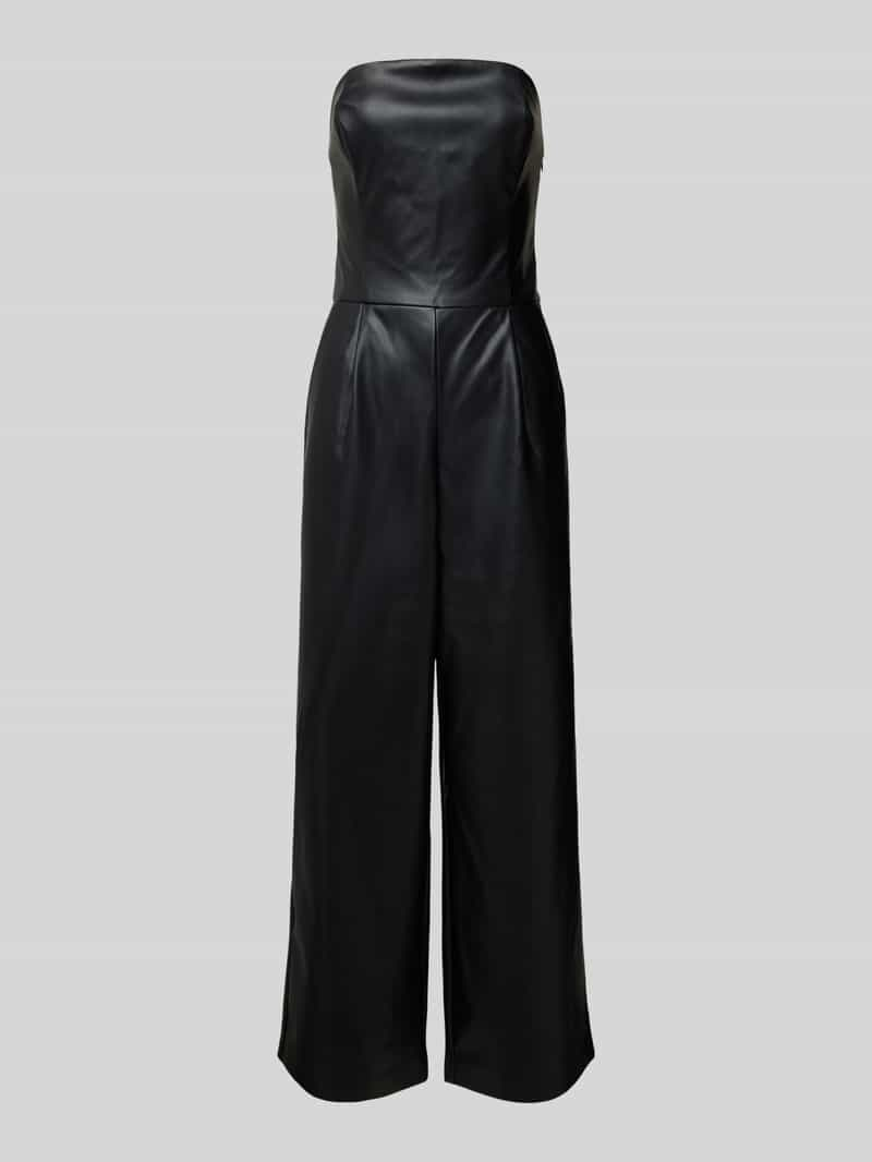 Only Regular fit jumpsuit in leerlook met wijde pijpen, model 'RIMA'