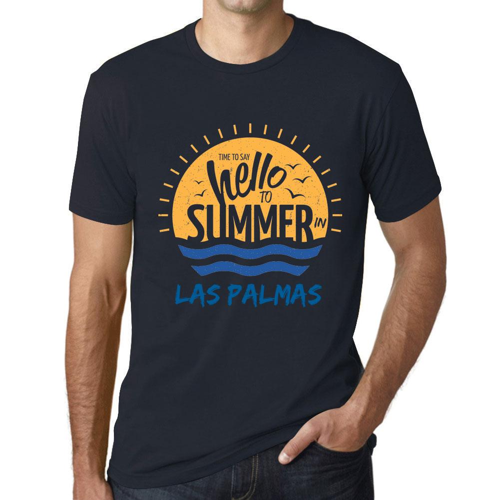 Ultrabasic Heren Vintage T-shirt Grafisch T-shirt Tijd om hallo te zeggen tegen de zomer in LAS Palmas Navy XS afgrond