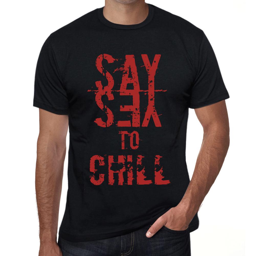 Ultrabasic Vintage T-shirt voor heren, grafisch T-shirt Say Yes to CHILL diepzwart XS zwart