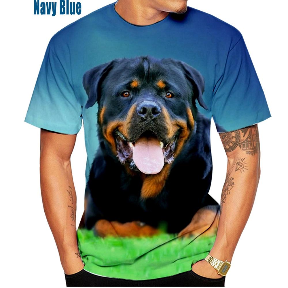 Mimanss Nieuwe mode schattige huisdier hond rottweiler 3D-print T-shirt mannen en vrouwen zomer casual korte mouwen grappig T-shirt Xs ~5xl XS zwart