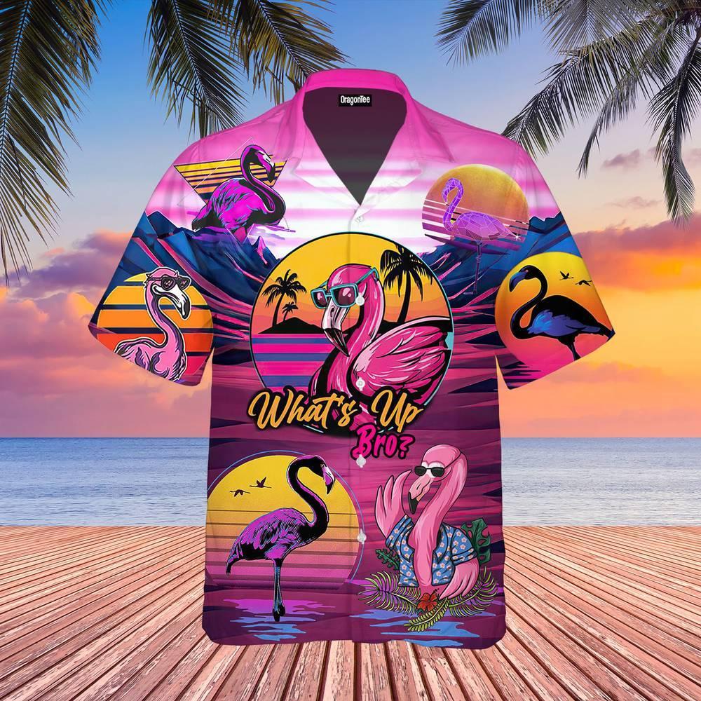 Factory Outlet Clothing Zomeruitverkoop Hawaiiaans shirt voor heren 3D-cartoon flamingo herenshirt strand oversized grappige herenkleding mode korte mouw M