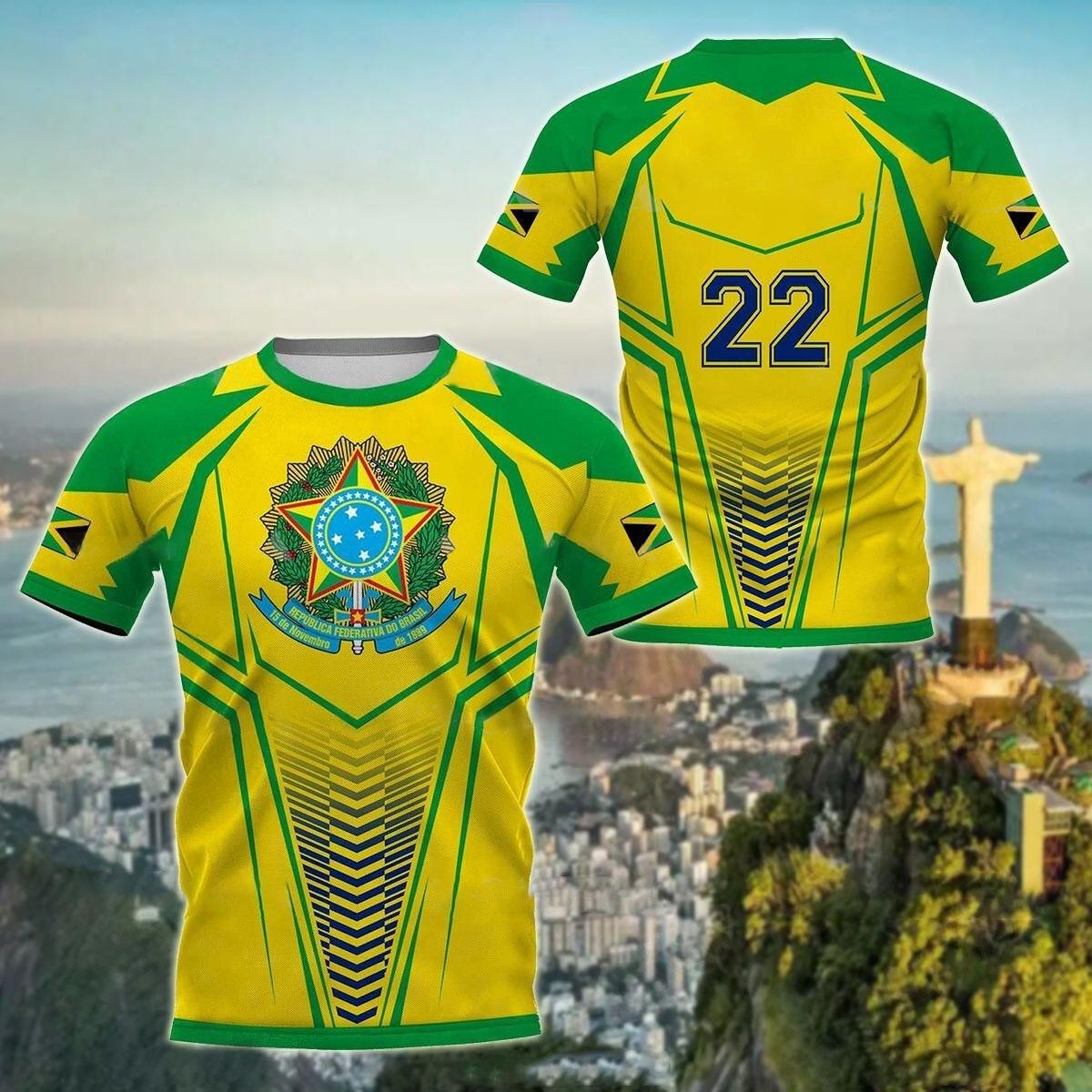 Muzi clothing Brazilië herenoverhemd 3D Braziliaanse selectie T-shirts O-hals oversized T-shirt Casual jersey streetwear herenkleding XXS