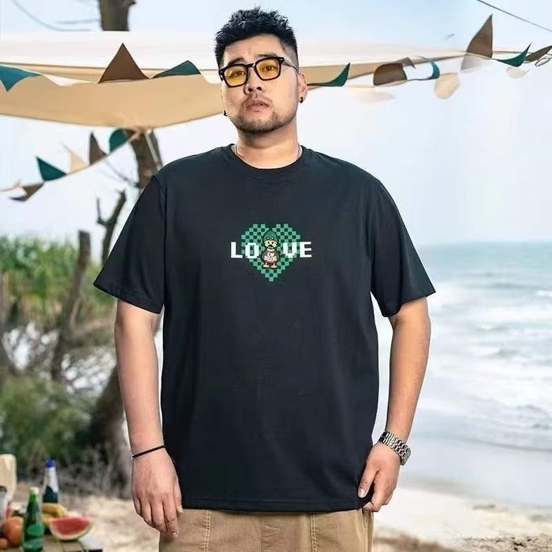 Fashion human Large size t-shirt men's summer tide plus size loose short-sleeved thin casual body shirt tops men's clothing M