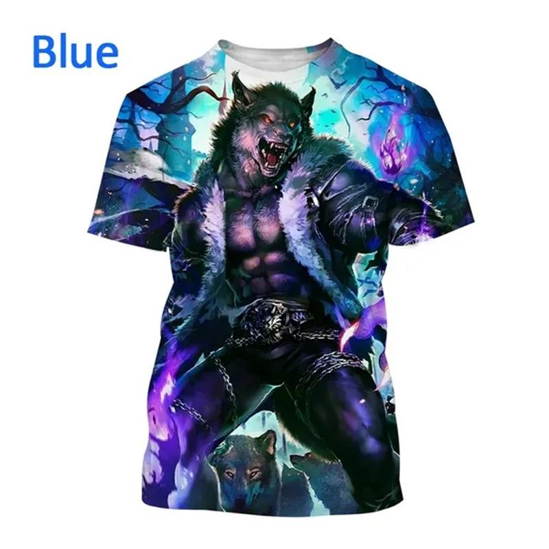 ETST 05 Grappige Weerwolf 3D Gedrukte T-shirt met korte mouwen heren Classic Tees Hiphop Stijl Streetwea Baggy Comfortabele Top Ropa Hombres S