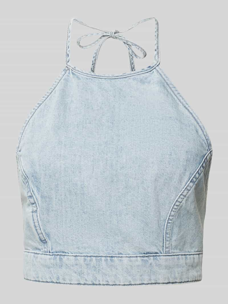 MOP DENIM Korte top met halter in denimlook