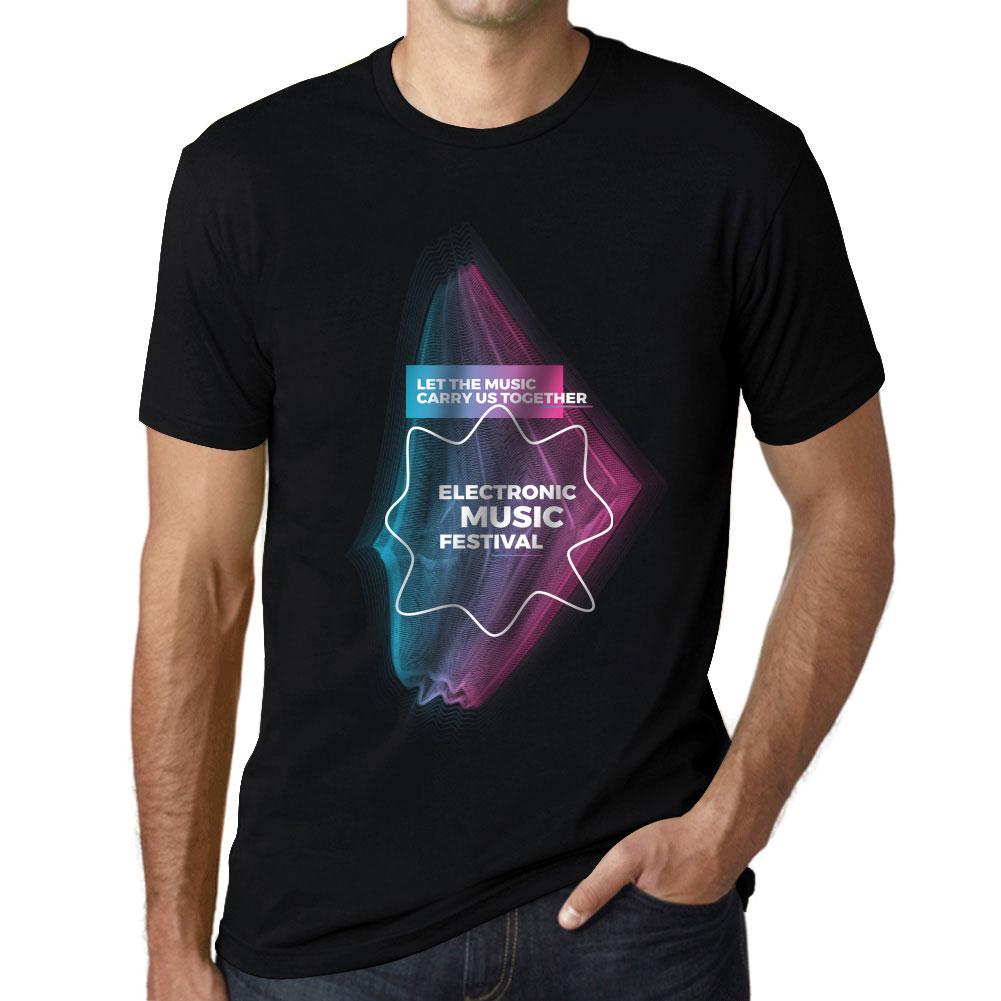 Ultrabasic Grafisch T-shirt voor heren Music Fest Let The Music Carry Us Together diepzwart XS zwart