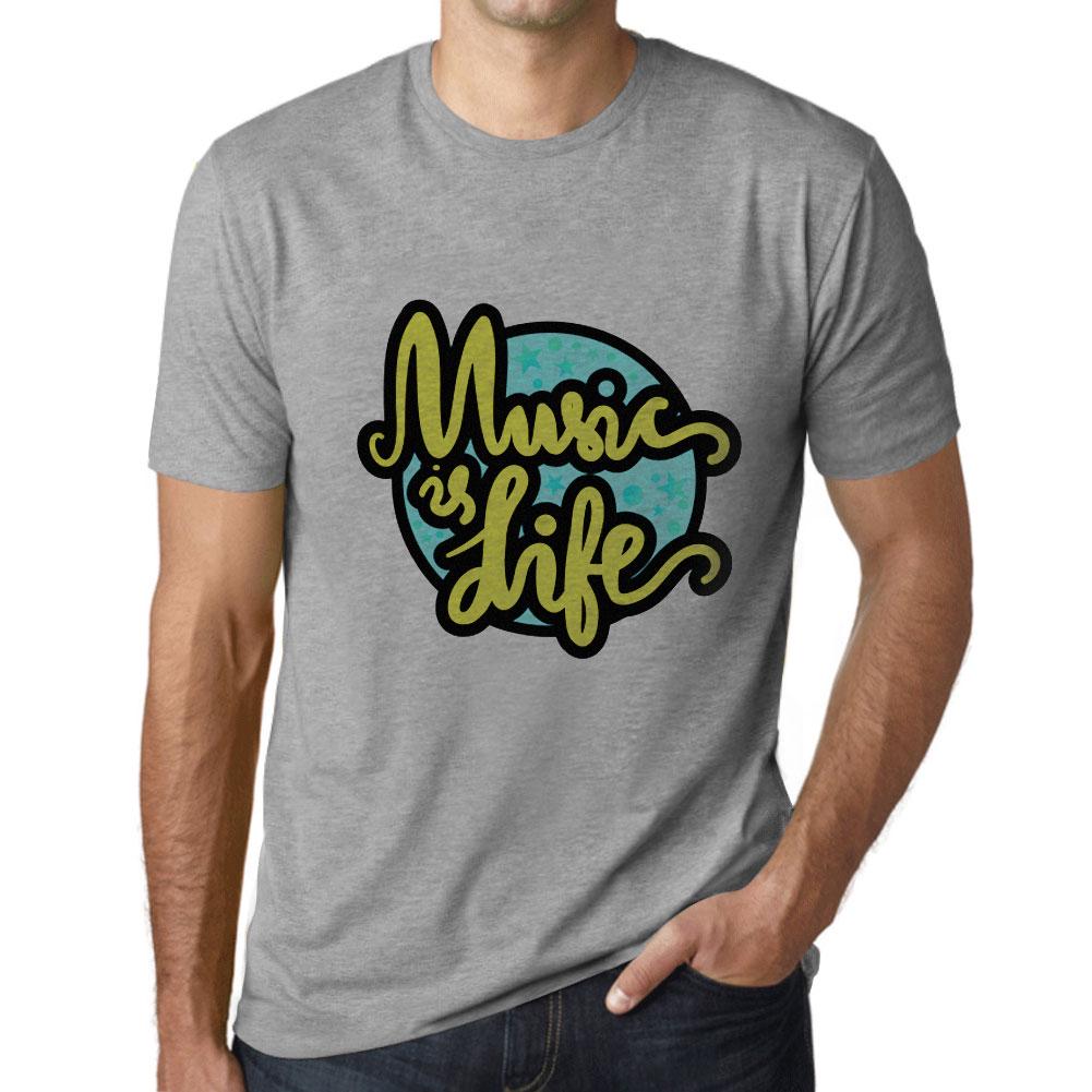 Ultrabasic Grafisch T-shirt voor heren Music is Life gemêleerd grijs XS heide grijze kleur