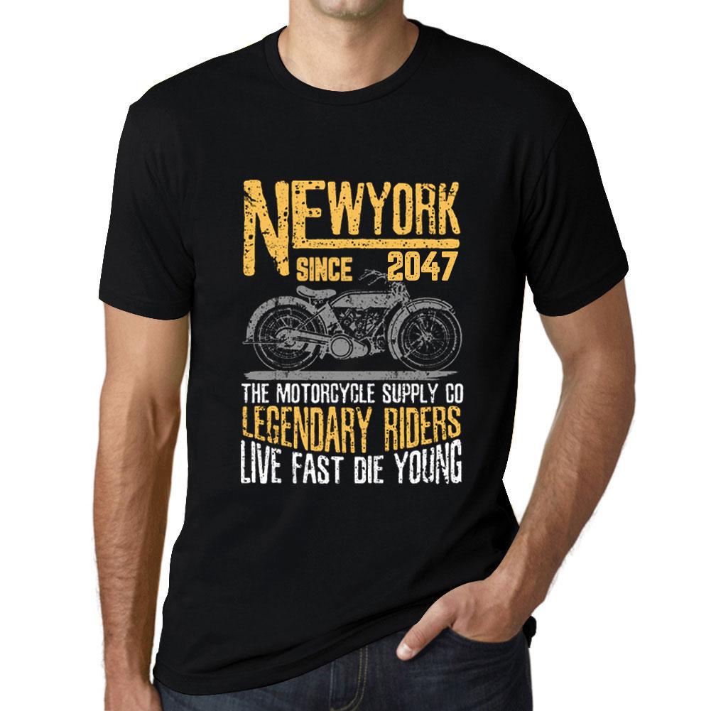 Ultrabasic Vintage T-shirt voor heren Grafisch T-shirt New York Motorcycle Sinds 2047 Diepzwart XS zwart