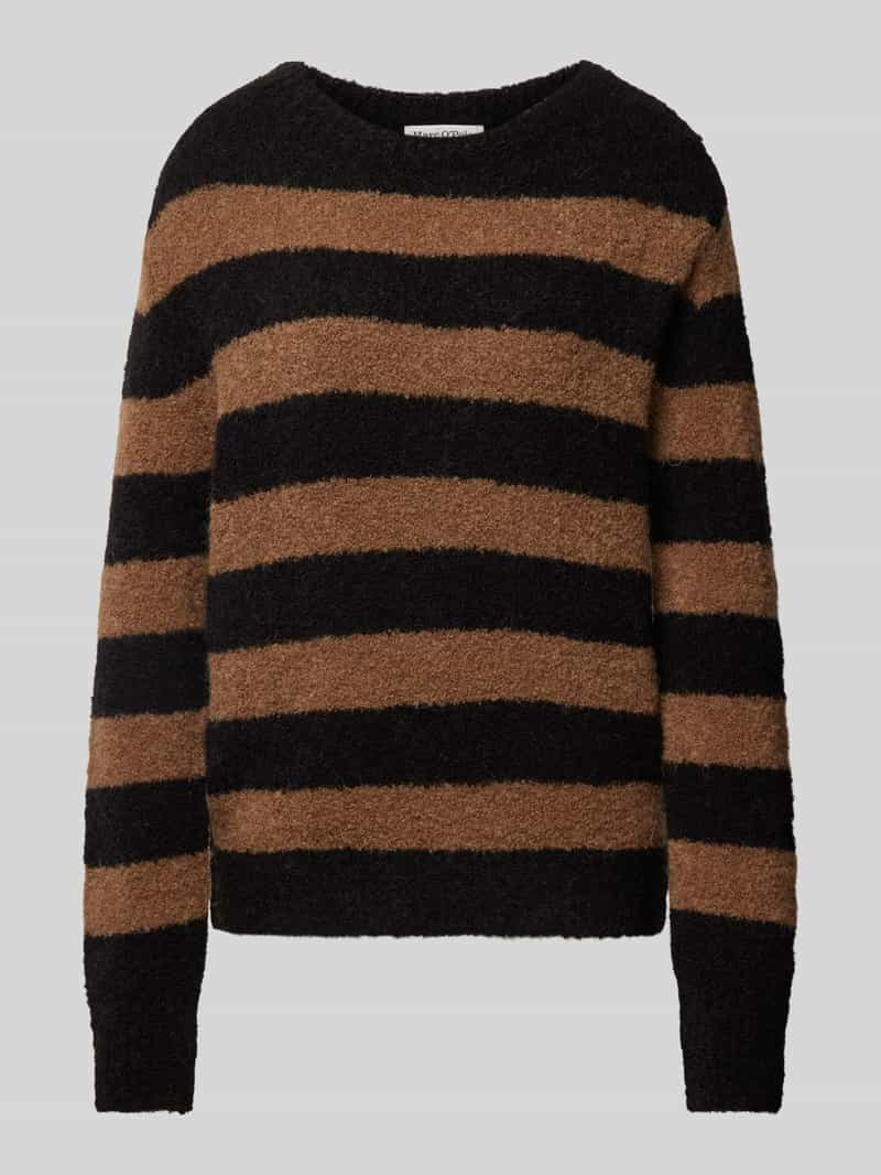 MARC O POLO Regular fit gestreepte bouclé pullover van een mix van scheerwol en alpacawol