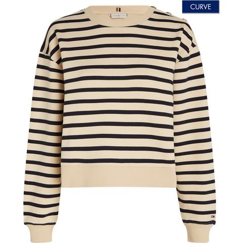 Tommy Hilfiger Curve Sweatshirt CRV REG GOLD BTN POLO SWTSHRT in grote maten, 100% katoen, polokraag