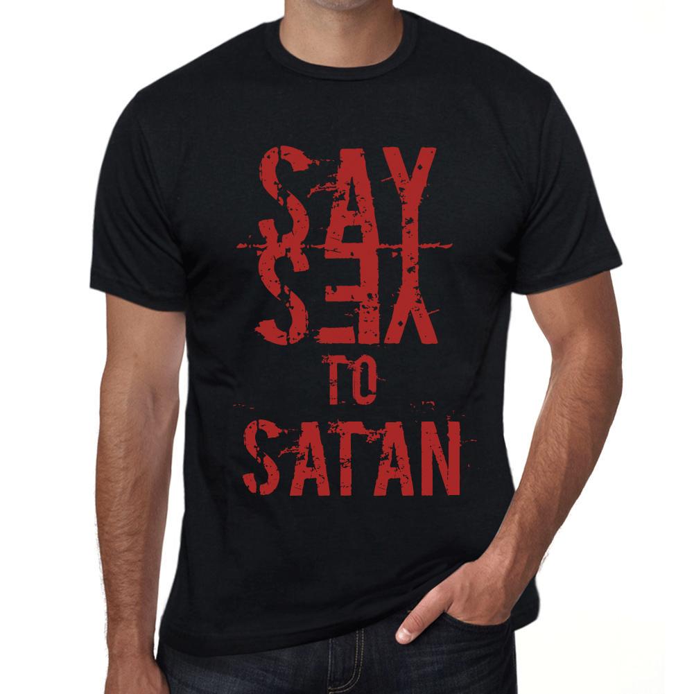 Ultrabasic Mannen Vintage Tee Shirt Graphic T Shirt Zeg Ja tegen Satan Deep Black XS zwart