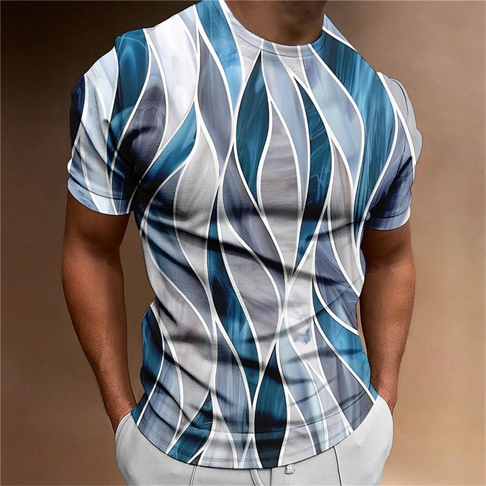 Transmission of love Zomer Heren T-shirt Abstract Geometrisch Afdrukken O-hals Straat Kleding 3D Afdrukken Outdoor Korte Mouw Top Herenkleding XS