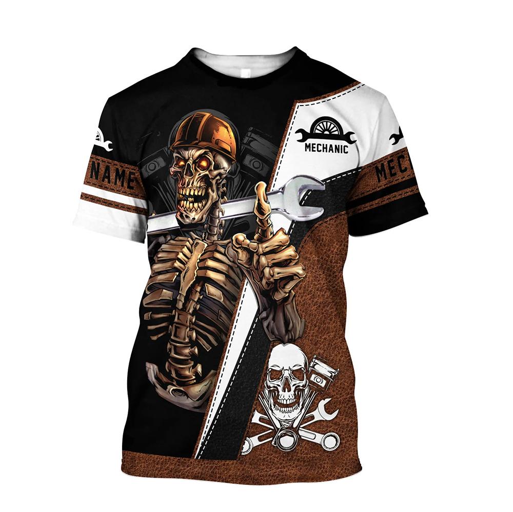 ETST 05 Mannen T-shirt Vintage Kleding 3d Schedel Print T-Shirt Onderhoud Werknemer Kleding Harajuku Casual O-hals Korte Mouw Oversize Tops S