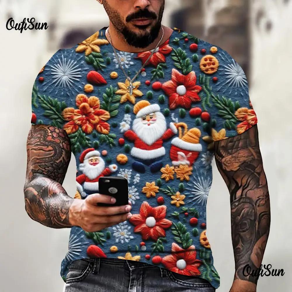 ETST WENDY 3D Digital Men's T-shirt Christmas Clothing For Male O-neck Fashion Santa Claus Printed Sweatshirt Oversized Streetwear Tees S