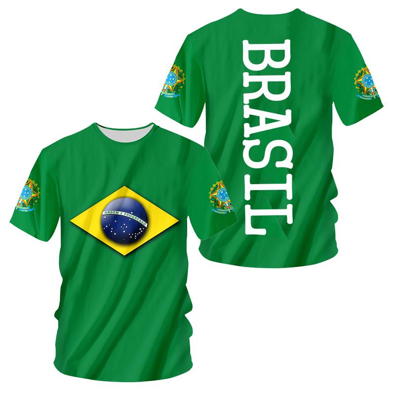 Muzi clothing Heren Brazilië Voetbal Selectie Shirt 3D Print Braziliaans Shirt O-hals Oversized Man T-shirt Losse Casual T-shirts Streetwear XXS