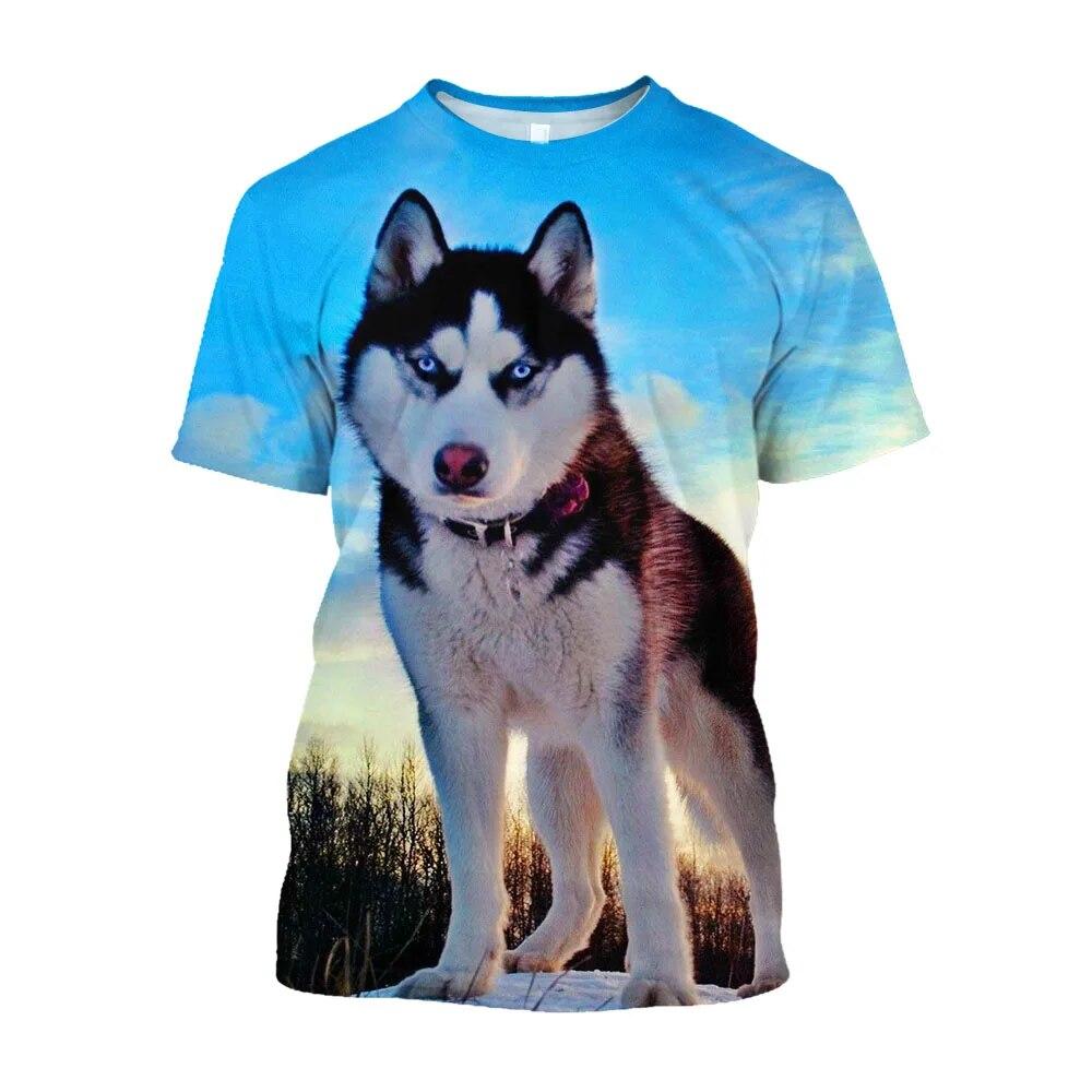 Chengyu Siberische Husky Animal Gedrukt Heren T-shirts Fashion Casual Harajuku Fun Trend Persoonlijkheid Korte Mouw Tees M