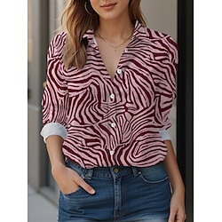 Light in the box dames zebra print lange mouwen shirt roze lente herfst