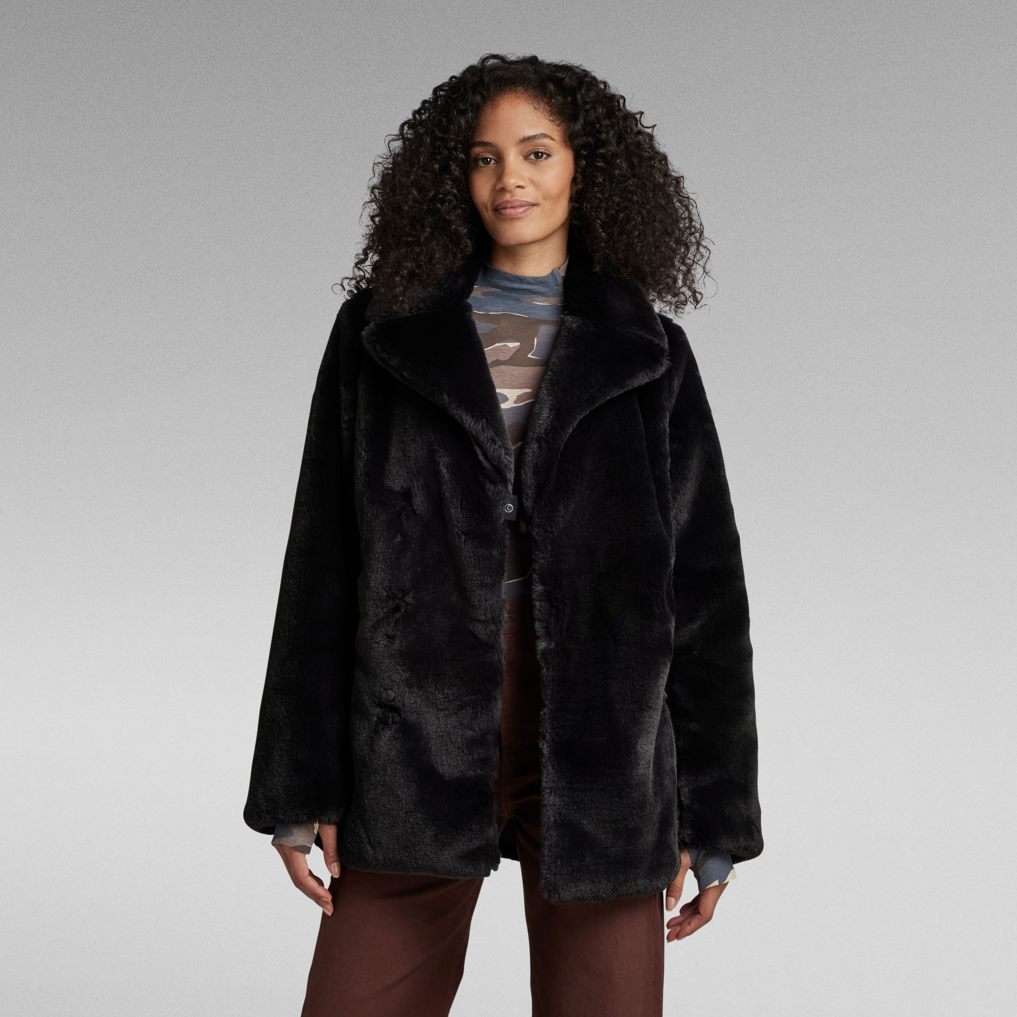 G-Star RAW Faux Fur Soft Peacoat - Zwart - Dames