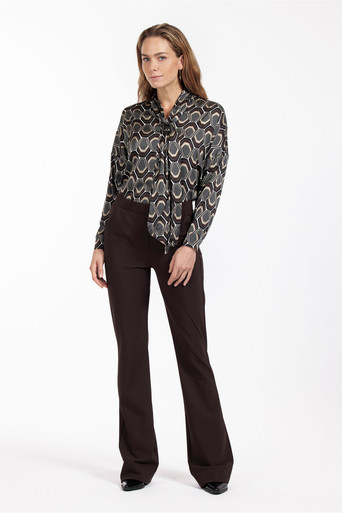 Studio Anneloes Flair LONG bonded trousers - espresso - 12079