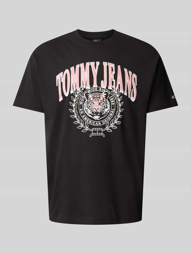 Tommy Jeans T-shirt van katoen met motiefprint, model 'VARSITY TIGER'