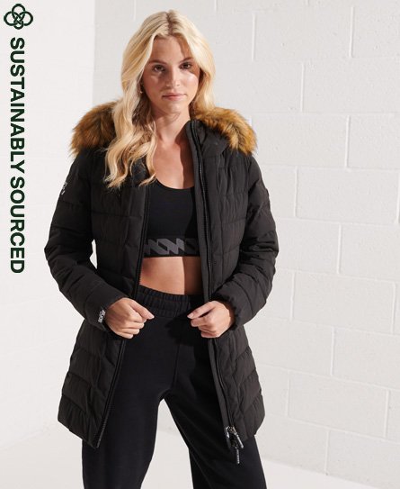 Superdry Female Lange Arctic Pufferjas Zwart