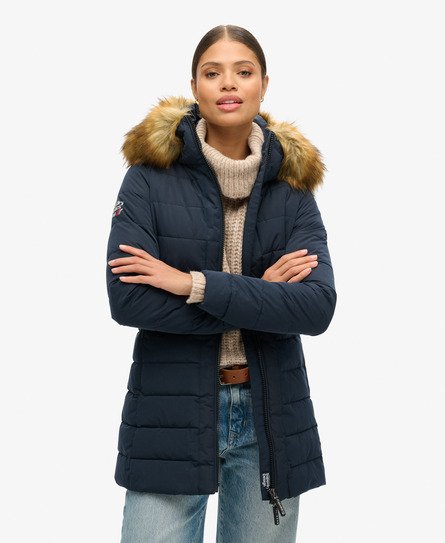 Superdry Vrouwen Lange Arctic Pufferjas Blauw