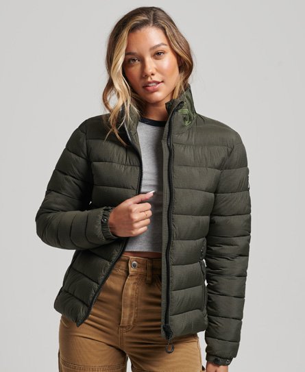 Superdry Female Klassieke Pufferjas met Logo Groen