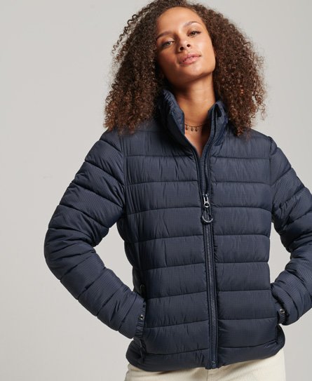 Superdry Vrouwen Klassieke Pufferjas met Logo Blauw