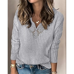 Light in the box Dames Overhemd Blouse Dagelijks Basic Casual Lange mouw Grijs Herfst Winter