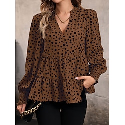 Light in the box Dames Overhemd Blouse Dagelijks Casual Lange mouw Bruin Herfst Winter