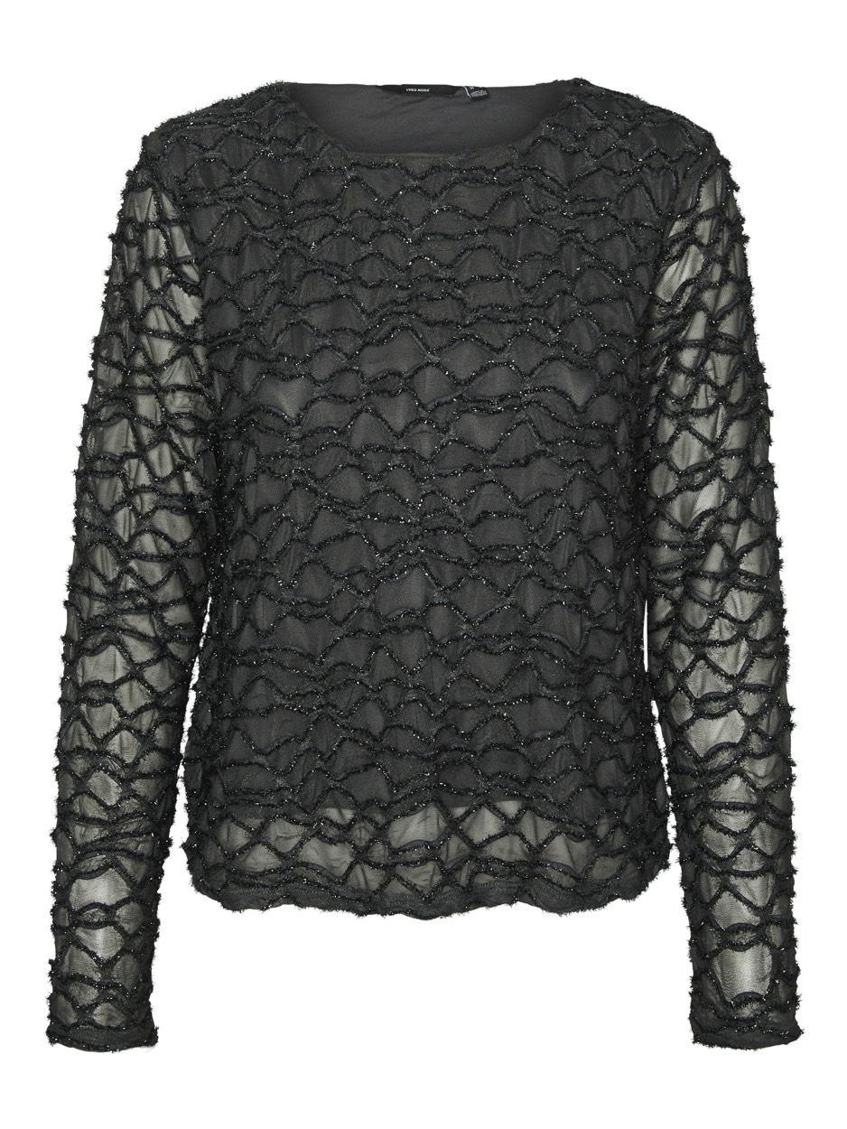 Vero Moda Vmelga ls short boatneck glitter to antraciet