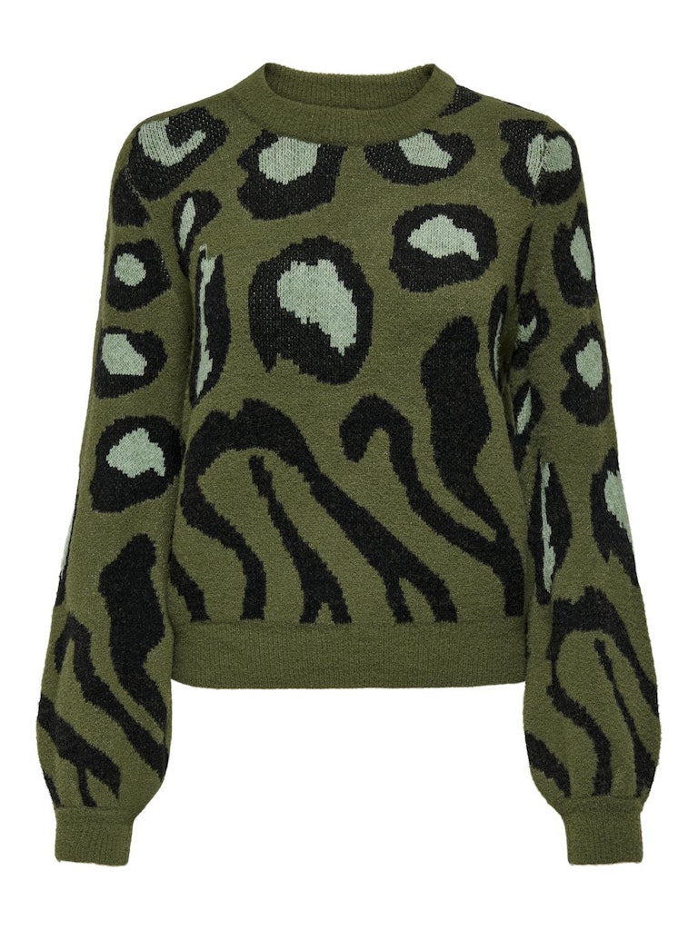 Jacqueline de Yong lorraine animal l/s pullover knt 15292890 winter moss