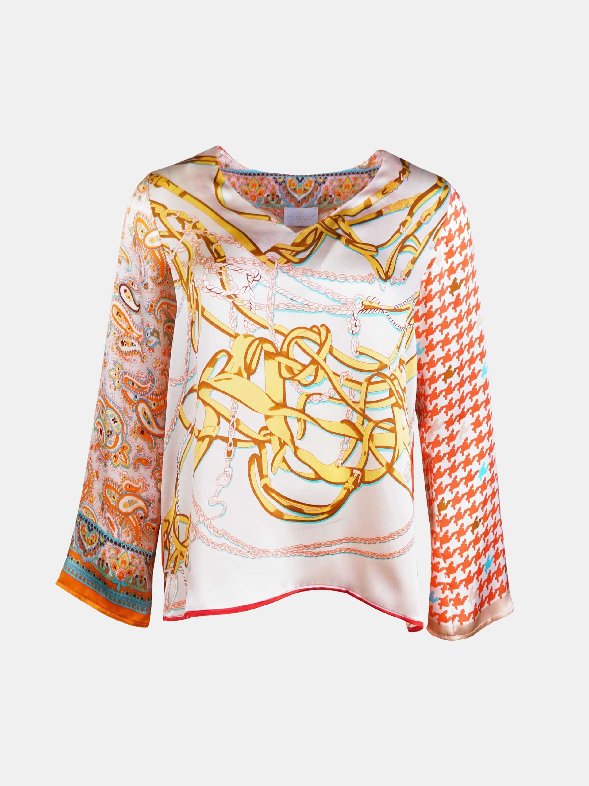 Mucho Gusto  blouse maldiven oranje kettingprint