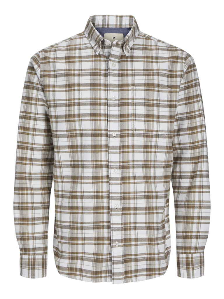 Jack & Jones jprblunorris flannel ls shirt bf ln 12265385 tobacco brown