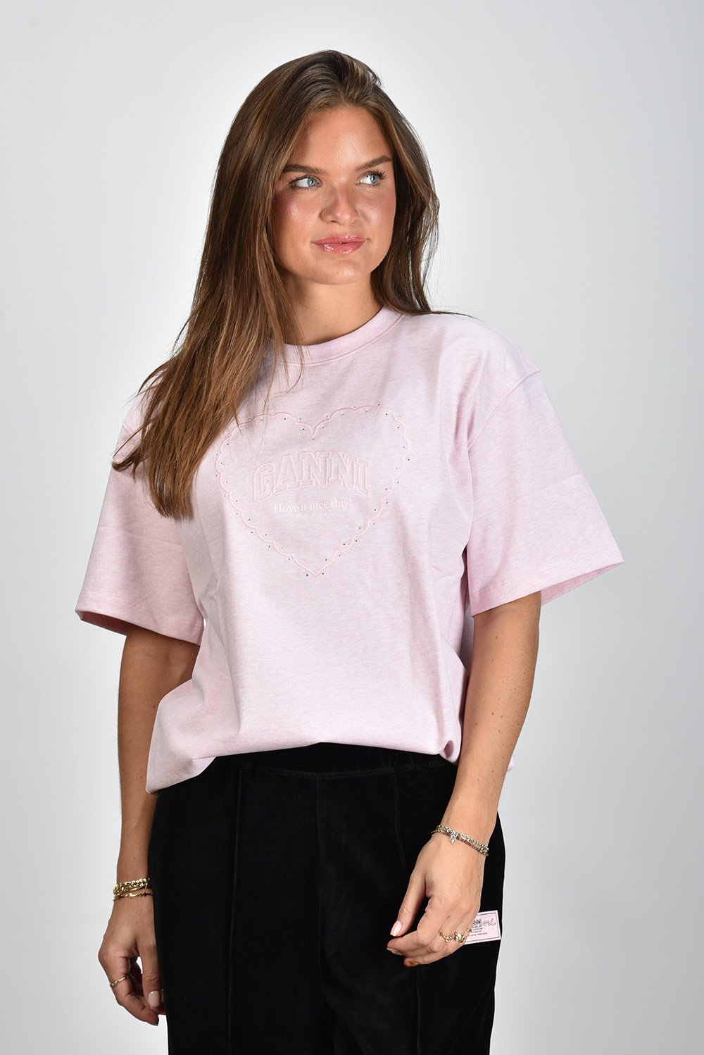 Ganni Heart t-shirt T4090 roze