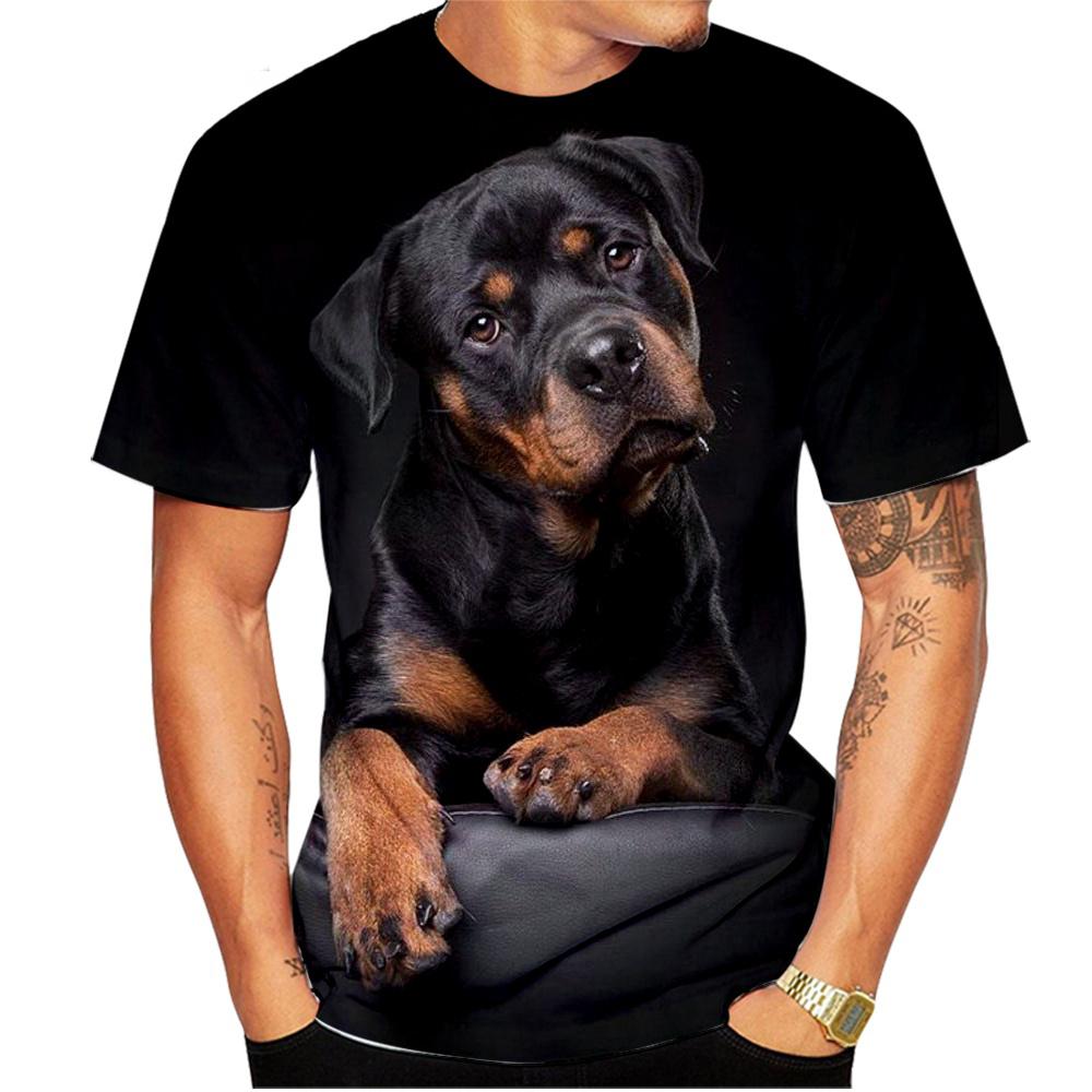 ETST WENDY 05 Zomer Mode Hip Hop Hond grafische t-shirts Voor Mannen Persoonlijkheid Casual 3D harajuku Animal Print Ronde Hals Korte Mouw tees Top S