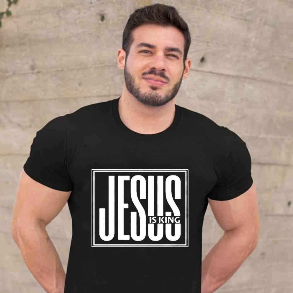 ETST 03 Jezus Is Koning Print Mannen Zomer T-shirt Christelijke Religie God Geloof T-shirt Heren Korte Mouw Kleding Tees Mode camisetas XXL