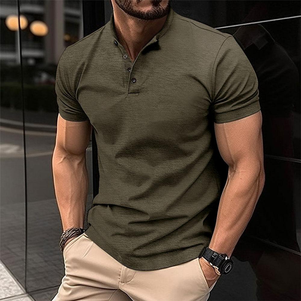 ForYourBeauty Zomer Heren Wit Zwart T-shirt Heren Button Henley Neck Sportpoloshirts M wit