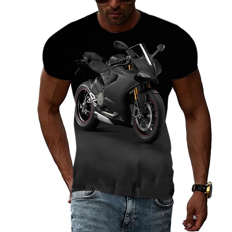 ETST WENDY 05 Zomer Mode Nieuwe Mannen Motorfiets grafische t-shirts Trend Persoonlijkheid Cool Stijl Locomotief Patroon Print t-shirts met korte mouwen S