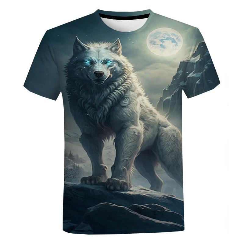 Xiao Xiang Zomer Mode Dier Wolf 3d Print T-shirt voor Man Vrouwen Causale Harajuku O-hals Korte Mouwen Streetwear Oversize Top tees XXL