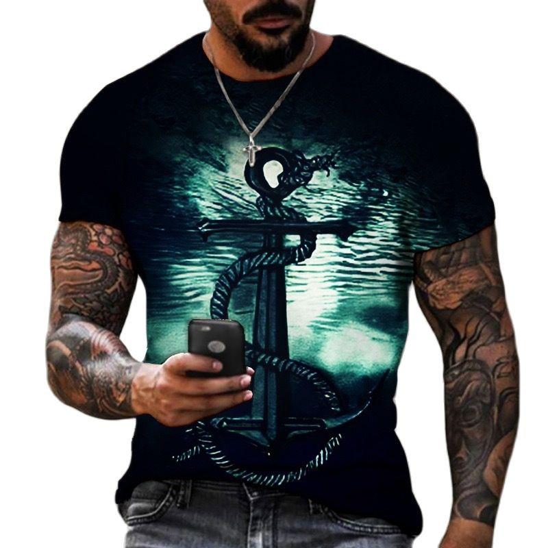 ETST WENDY 05 Vintage T-shirts Voor Mannen 3D Gedrukt Anker Top Korte Mouw Oversized Tee Hip Hop O-hals Katoenen T-shirts Heren Kleding camiseta 6XL