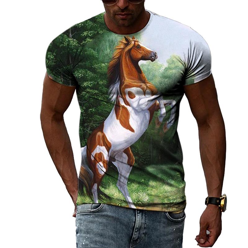 ETST WENDY 05 Nieuwe Mode Dier Paard t-shirt voor mannen Zomer Casual 3D Print grafische t-shirts Persoonlijkheid Trend Hip Hop korte mouw t-shirts S