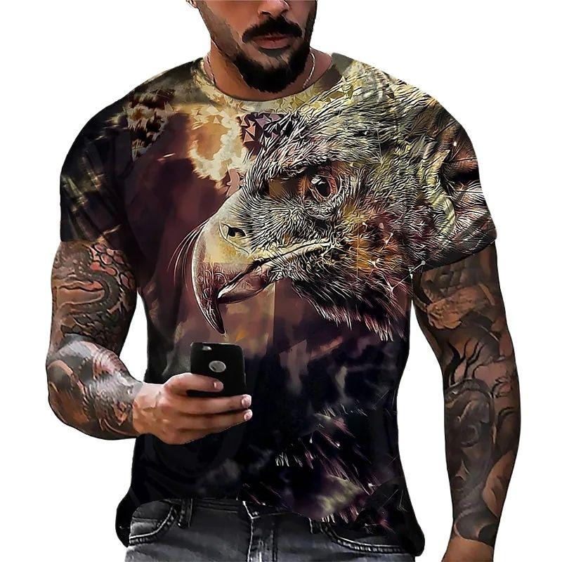 ETST WENDY 05 Mode Zomer Eagle Animal 3d Gedrukte T-shirt Voor mannen T-shirt O'neck Korte Mouw Oversized Tops Tee shirt Man Kleding Hot S