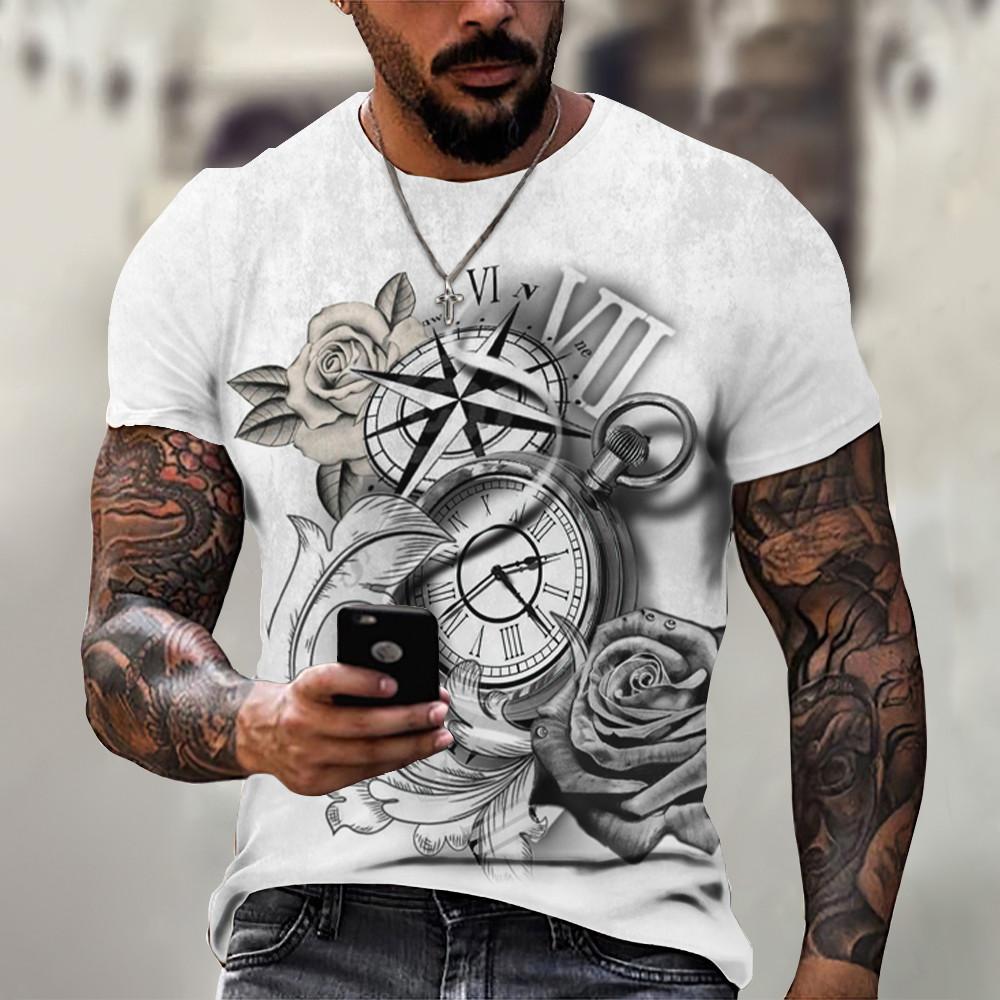 ETST WENDY 05 Vintage T-shirt Voor Mannen 3D Zakhorloge Print Korte Mouw Tops Straat Ronde Hals Heren T-shirts Oversized T-shirt man Kleding 5XL