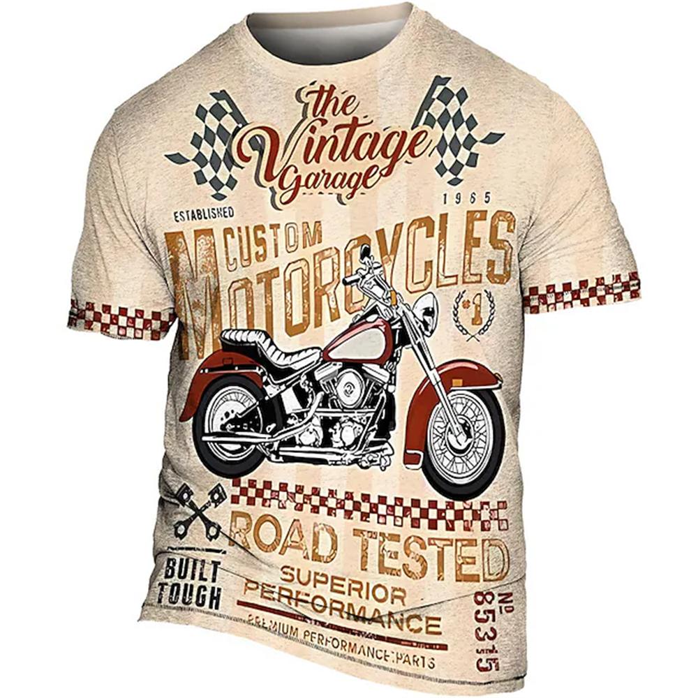 Xin nan zhuang Vintage Biker T-shirt Mannen Motor Grafische T-shirt Klassieke Korte mouwen 3d Auto Print Tees Top Zomer Streerwear Herenkleding XXXXL