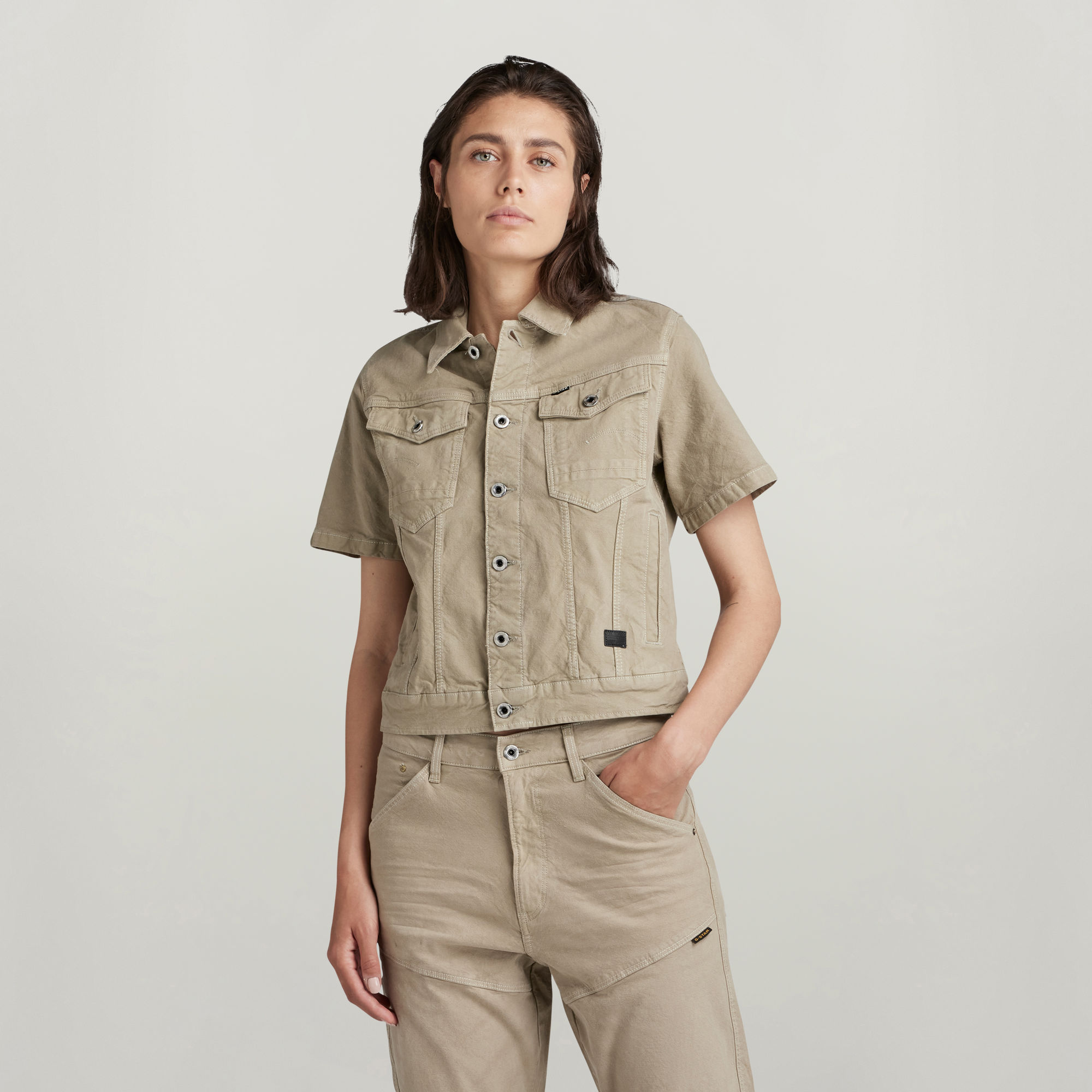 G-Star RAW Arc Jack Korte Mouw - Beige - Dames