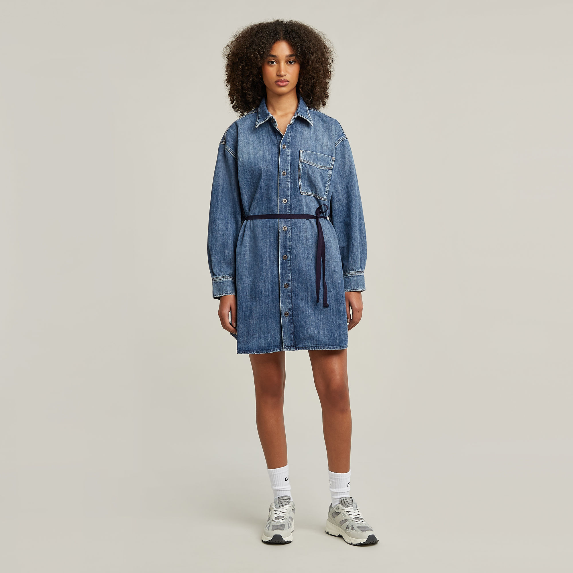 G-Star RAW Belted Oversized Spijkerjurk - Midden blauw - Dames