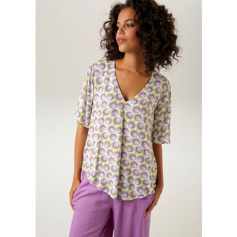 Aniston CASUAL Blouse zonder sluiting met interessante print in retro-look