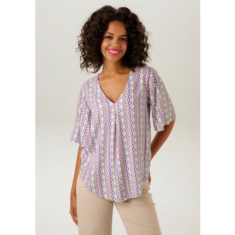 Aniston CASUAL Blouse zonder sluiting met trendy kleuren retroprint